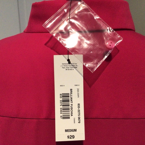 Worthington sleeveless fuchsia dress top, NWT size Med, Collar,  button … - Picture 6 of 6